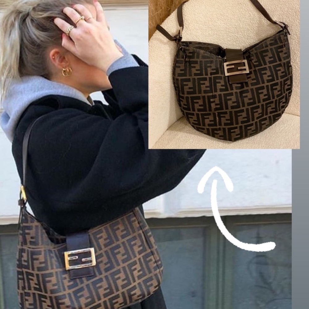 Fendi Zucca Hobo Shoulder Bag in Tobacco Brown Canvas fully authenticated